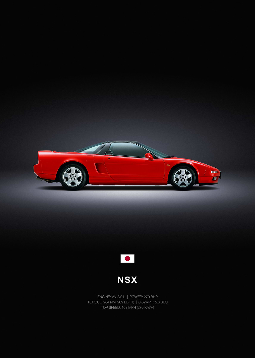 Honda NSX NA1' Poster, picture, metal print, paint by Redline Car
