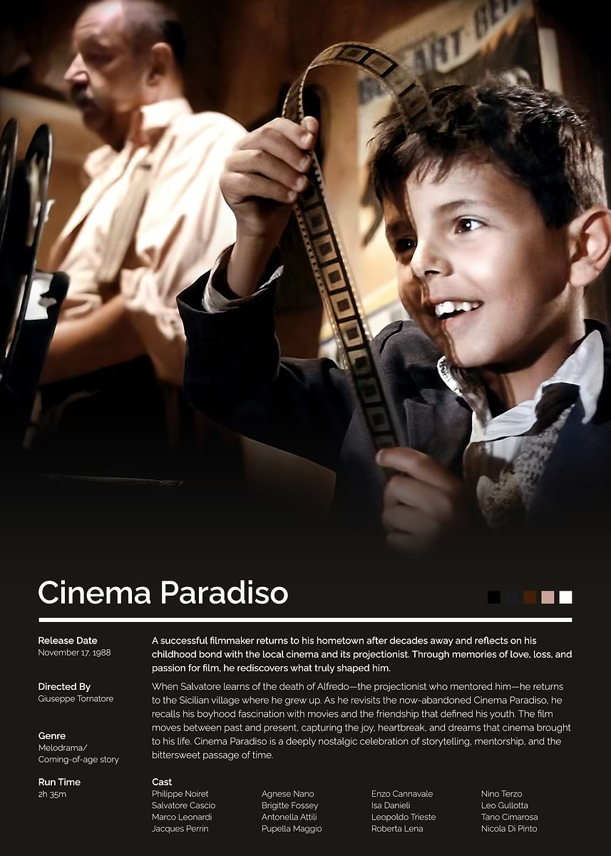 Cinema Paradiso Movie Poster' Poster, picture, metal print, paint