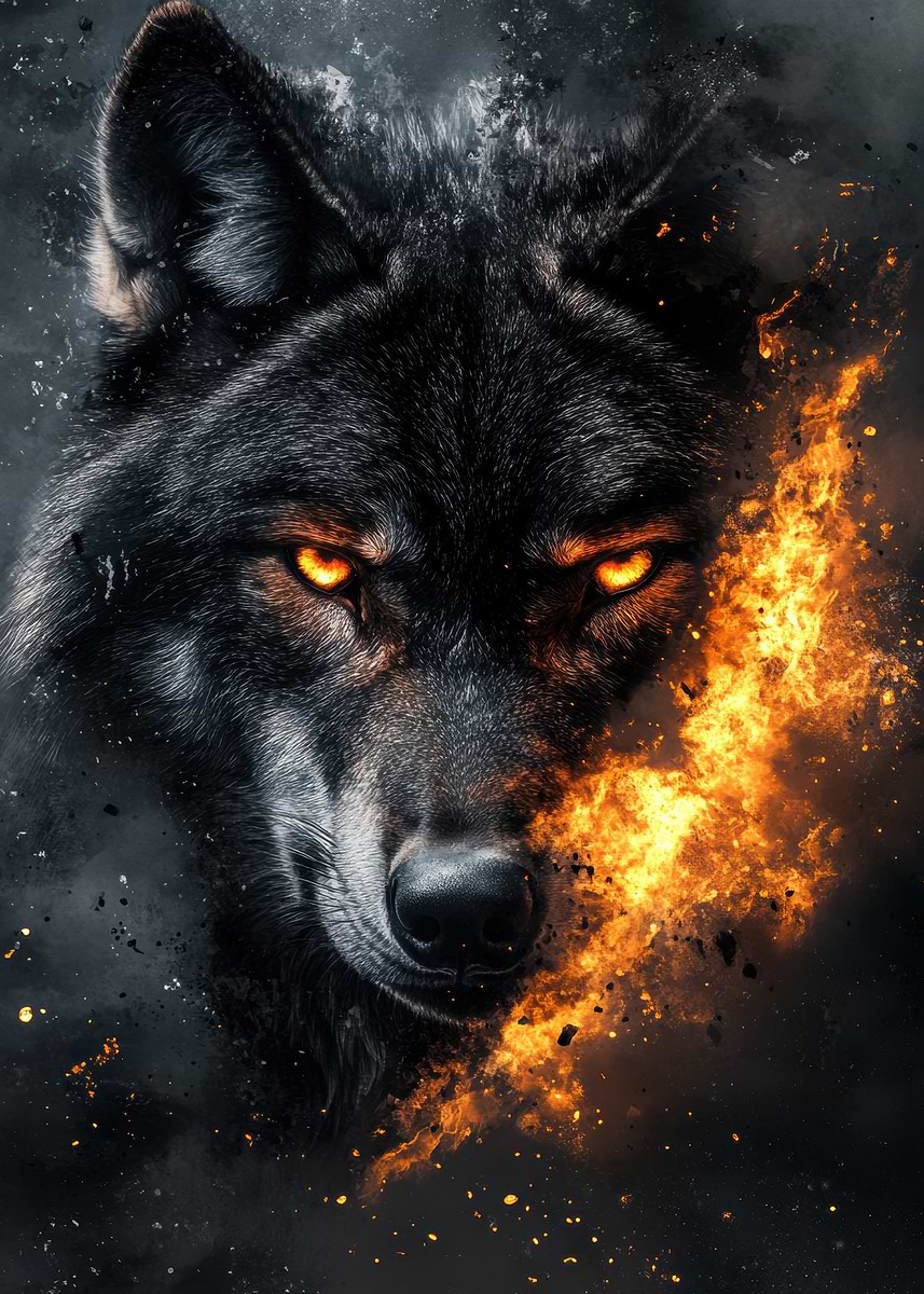 Fiery Wolf' Poster, picture, metal print, paint by Byrdyak | Displate