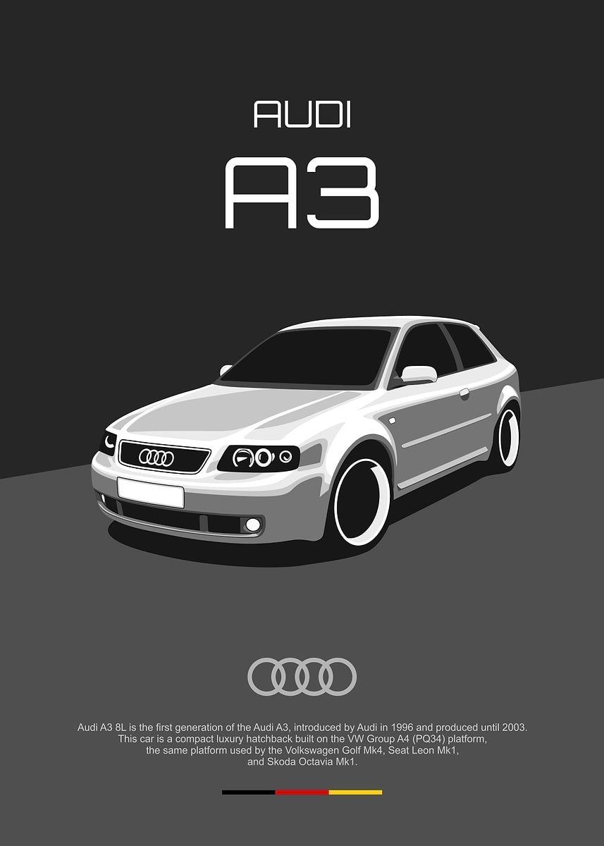 Audi A3 8L' Poster, picture, metal print, paint by Kaminarirace