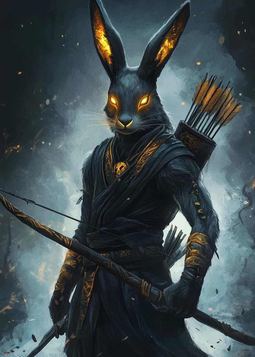'Black Rabbit Archer' Poster, picture, metal print, paint by Steffan ...