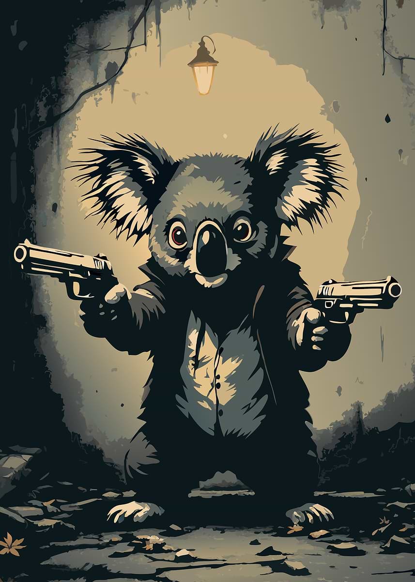 Koala Gangster' Poster, picture, metal print, paint by Foxz | Displate