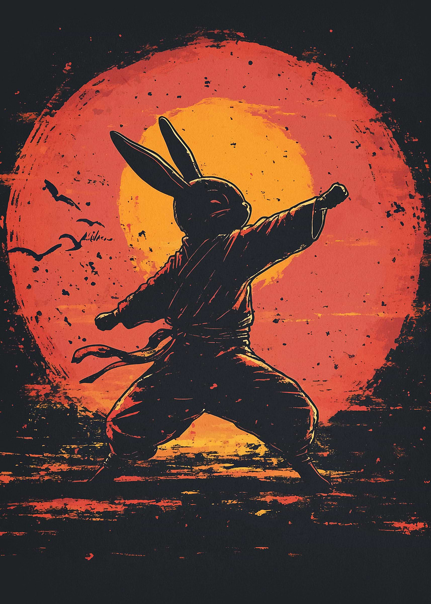 'Rabbit Martial Artist' Poster, picture, metal print, paint by Arnold ...