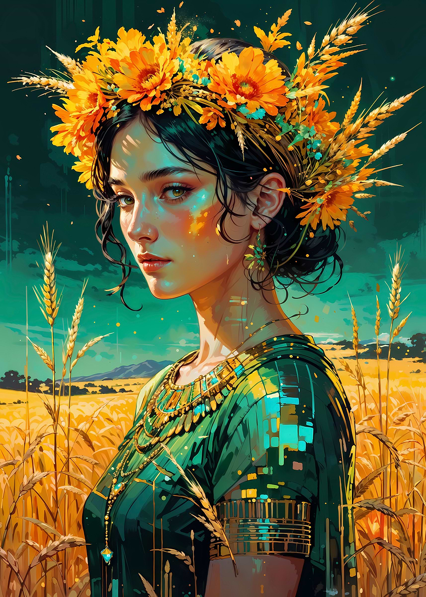'Demeter: Verdant Crown - Golden Harvest Goddess' Poster, picture ...