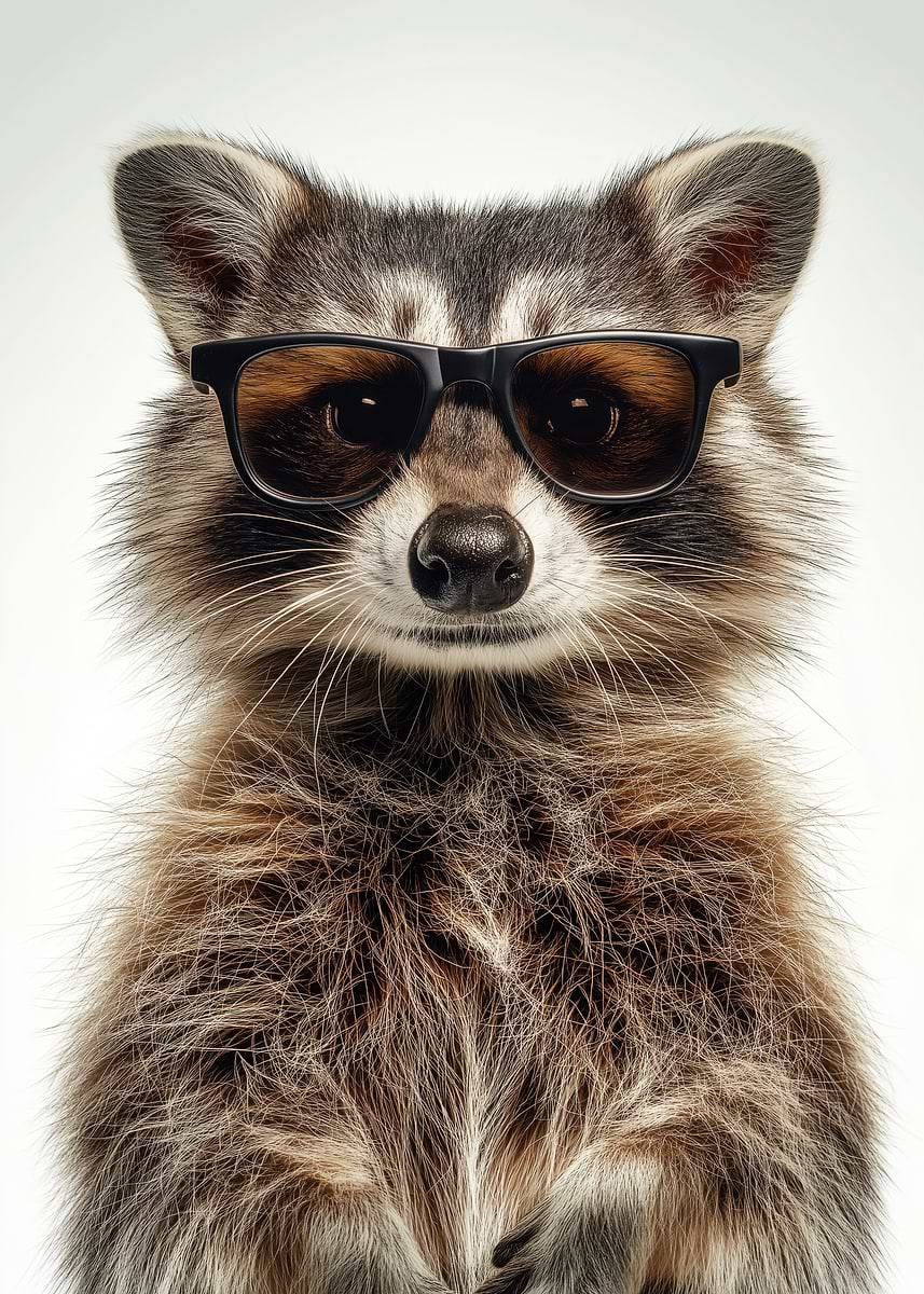 Cool Raccoon in Sunglasses' Poster, picture, metal print, paint by