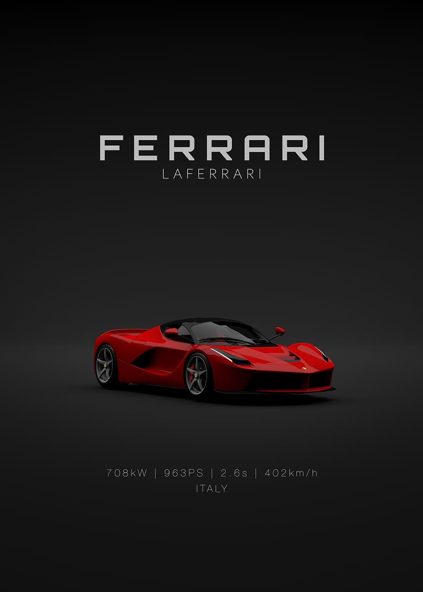 Red Front Ferrari LaFerrari Specs' Poster, picture, metal
