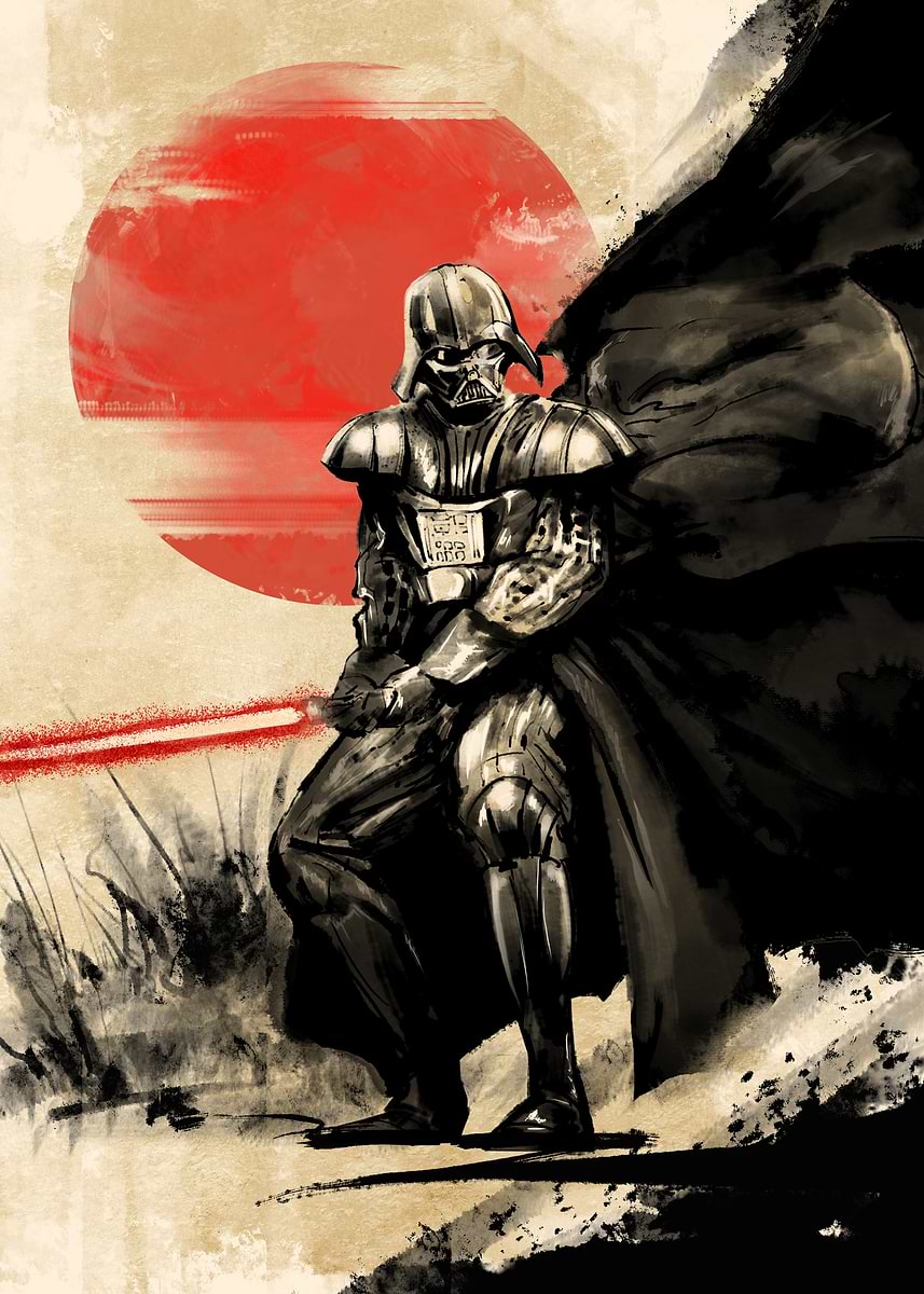 Darth Vader in Sumi-e Style' Poster, picture, metal print, paint
