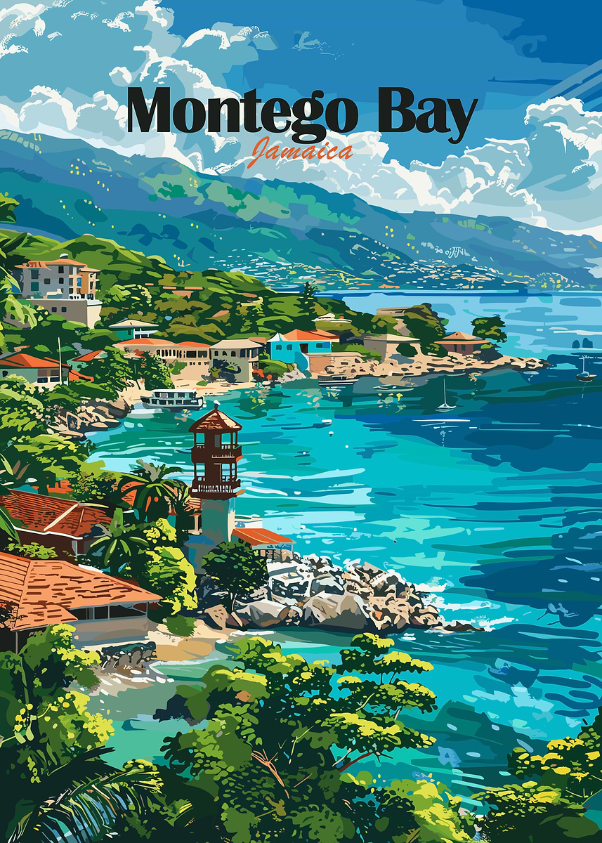 Montego Bay Jamaica Travel Poster' Poster, picture, metal print