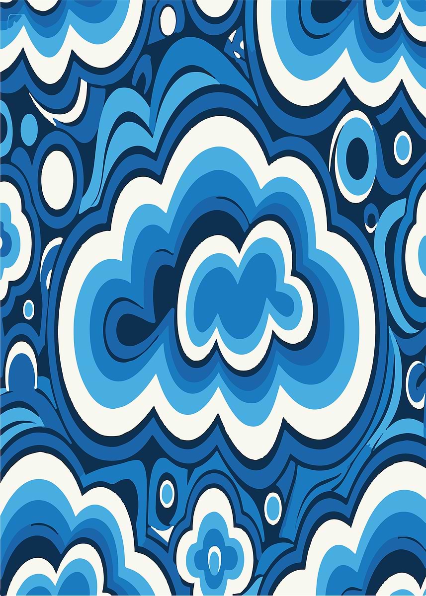'Blue Retro Abstract Pattern' Poster, picture, metal print, paint by ...