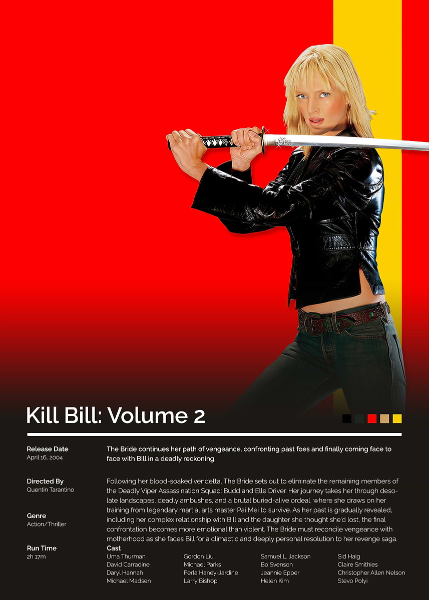 Kill Bill: Volume 2 Movie Poster' Poster, picture, metal print