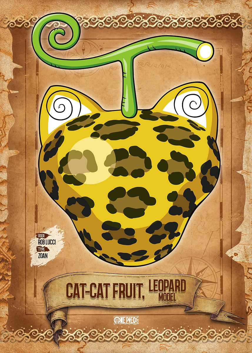 'CAT-CAT LEOPARD Fruit' Poster, picture, metal print, paint by One