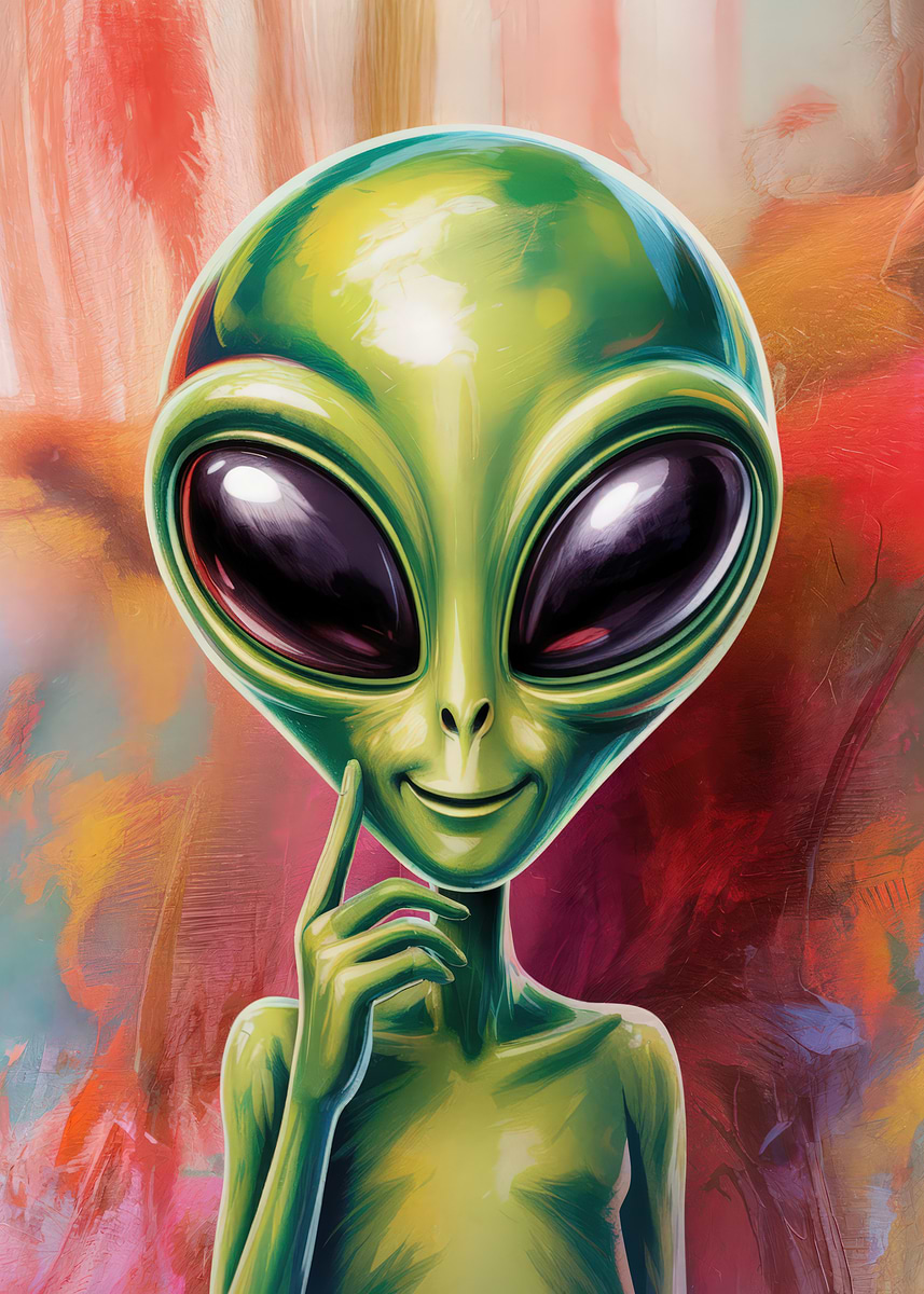 'Alien Portrait painting abstract and colorful' Poster, picture, metal ...