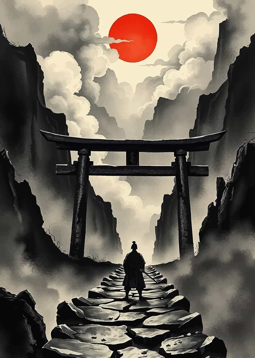 Samurai Path Design 'Samurai Path to the Red Sun' Poster, picture, metal print, paint by ...