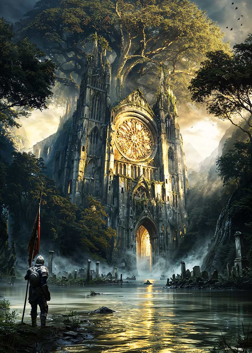 Fallen Sanctum of the Cursed Valley — from the Forgotten Fantasy Realms collection, a Pixaverse metal print