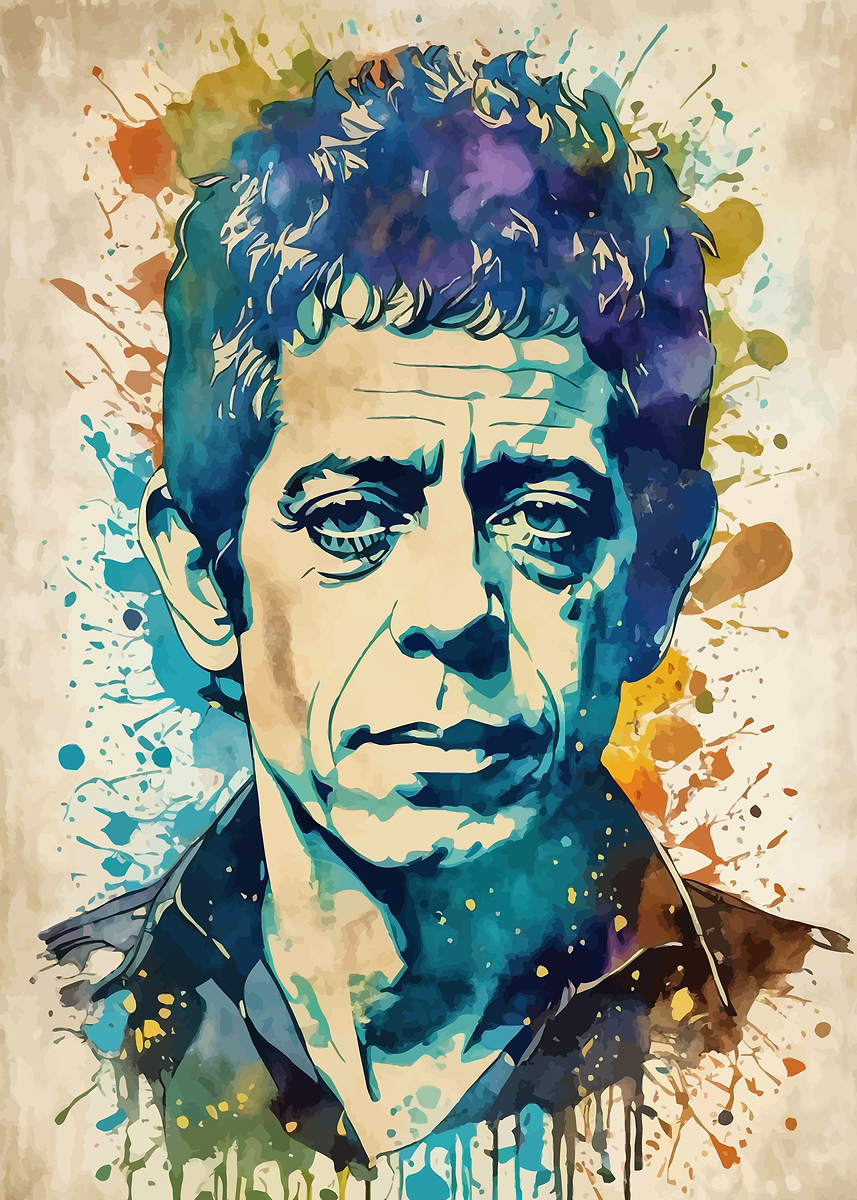 Lou Reed Star Drawing 'Lou Reed Vintage Watercolor Portrait' Poster, picture, metal print ...