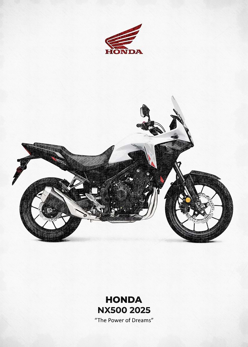 Honda NX500 2025 Motorcycle' Poster, picture, metal print, paint