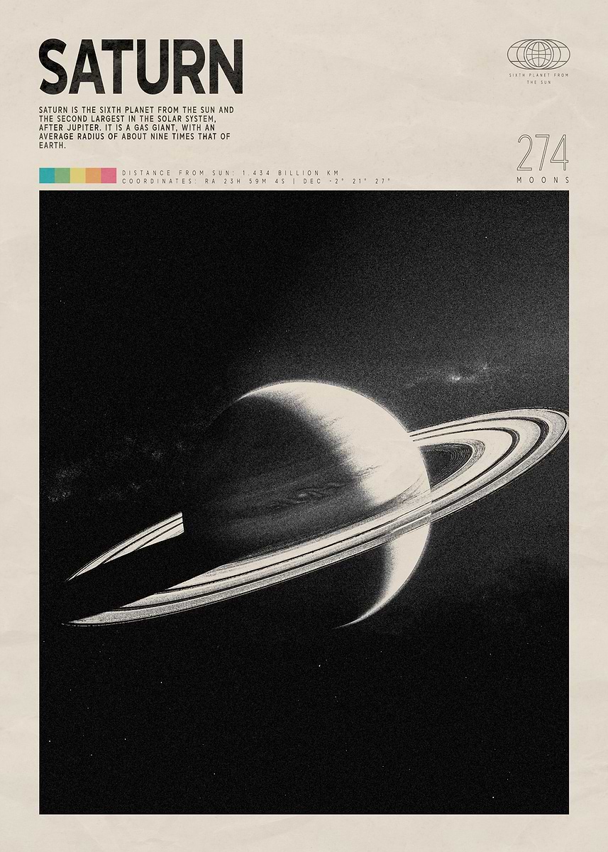 Saturn Planet Poster' Poster, picture, metal print, paint by Jon