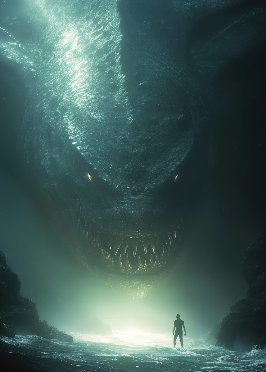 Thalassophobia Underwater Monster Encounter' Poster, picture