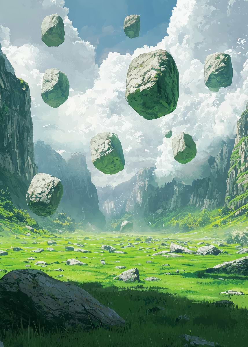 Nature Rocks Poster 'Floating Rocks Peaceful Landscape' Poster, picture, metal print, paint ...