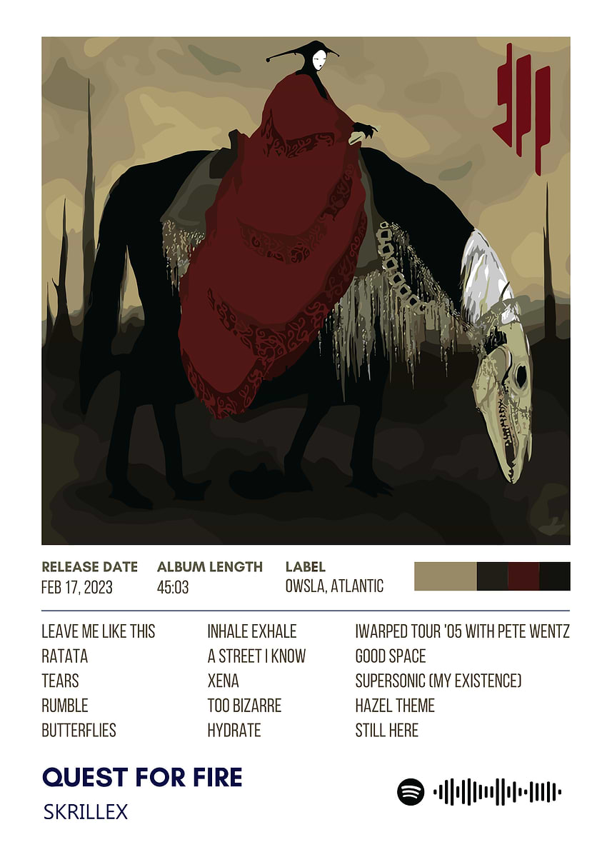 Skrillex Quest for Fire' Poster, picture, metal print, paint by