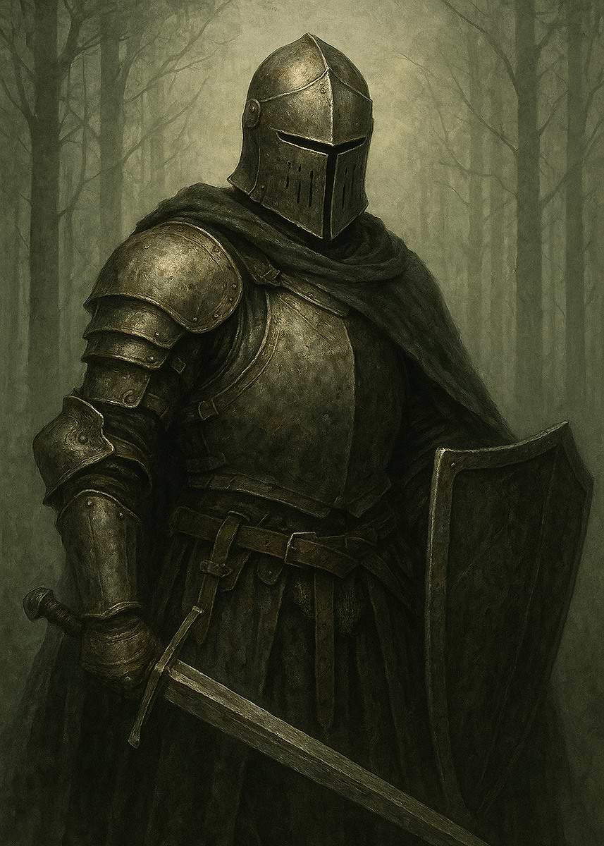 'Medieval Knight in Forest' Poster, picture, metal print, paint by ...