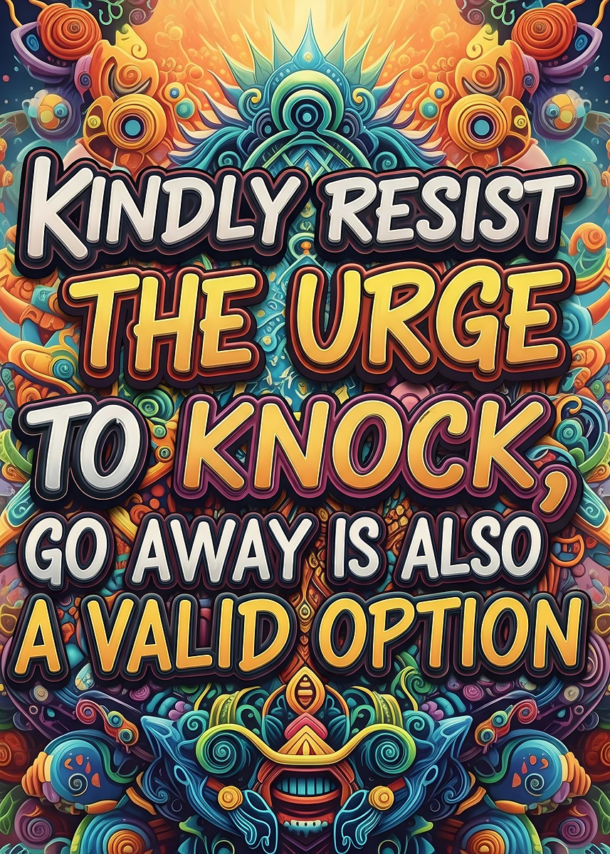 'Kindly Resist the Urge Text Art' Poster, picture, metal print, paint ...