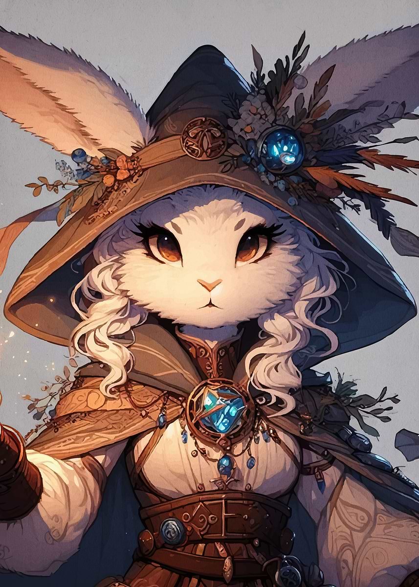 'Rabbit Wizard Magical' Poster, picture, metal print, paint by Jess ...