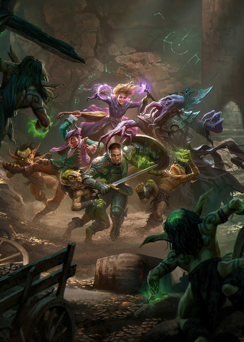 D&D Fantasy Battle' Poster, picture, metal print, paint by