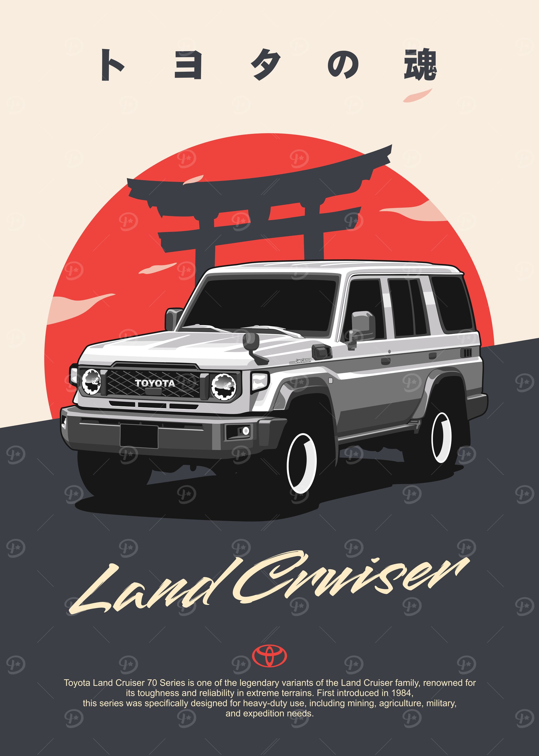 Toyota Land Cruiser 70 Series' Poster, picture, metal print, paint