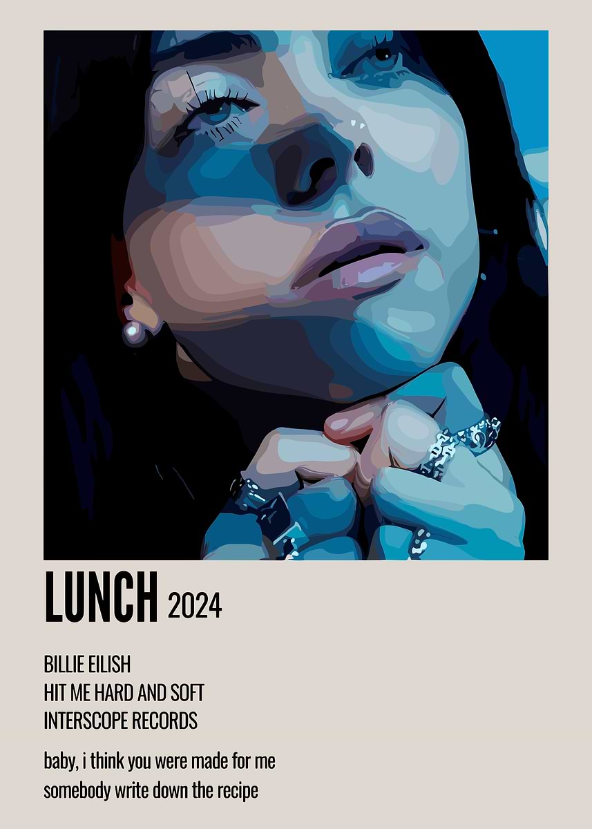 Billie Eilish - LUNCH 2024' Poster, picture, metal print, paint by