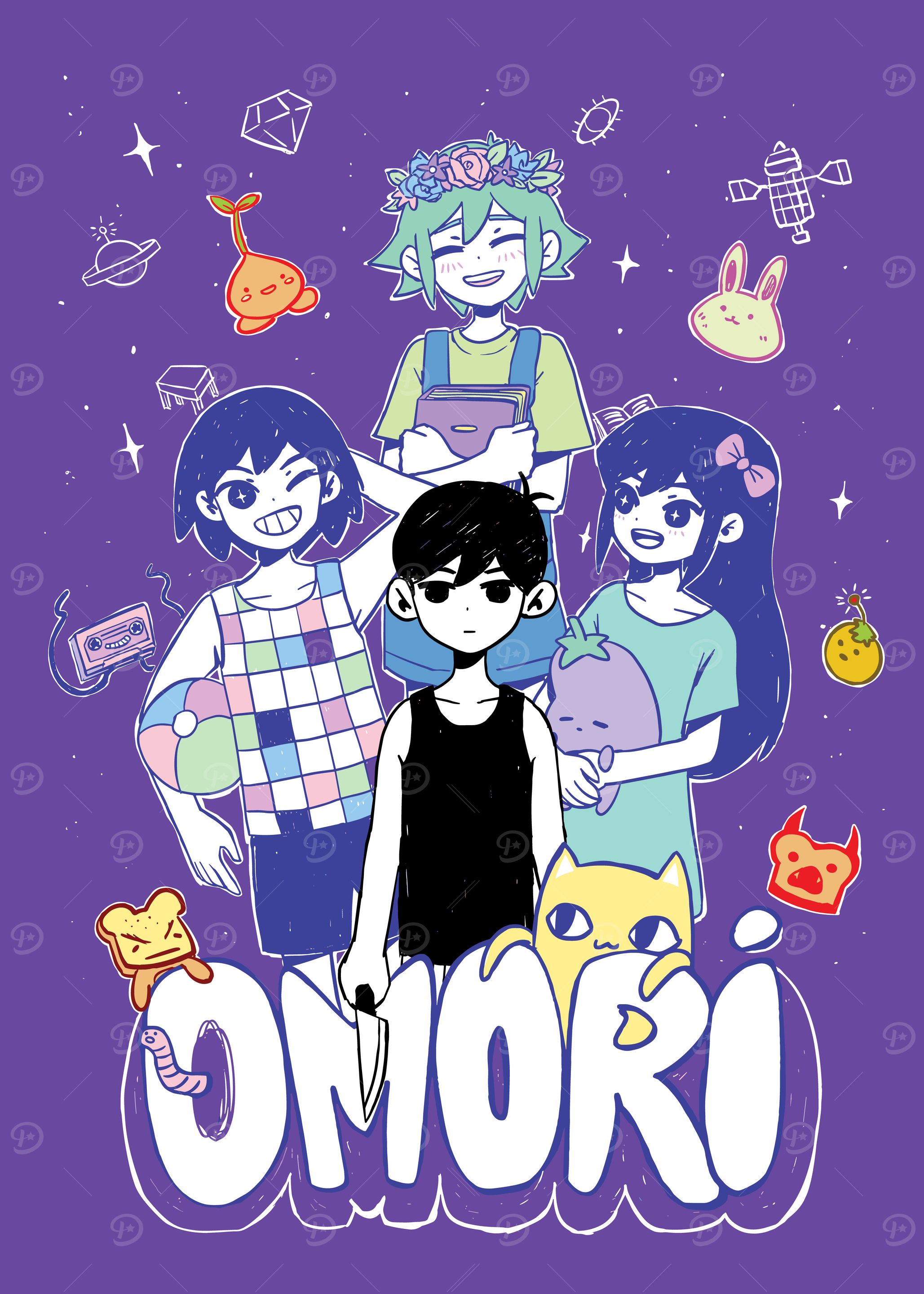 Omori Game Characters Illustration' Poster, picture, metal print