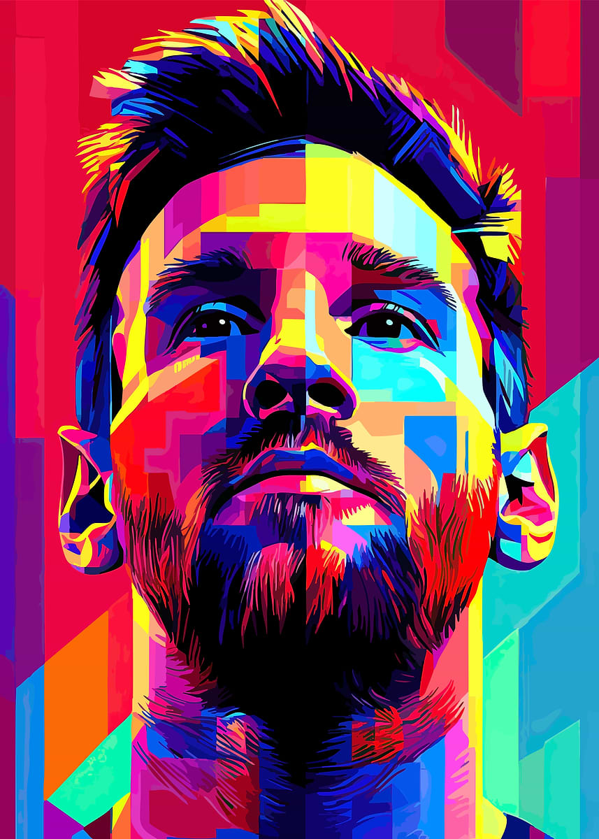 'Lionel Messi Colorful Portrait' Poster, picture, metal print, paint by ...