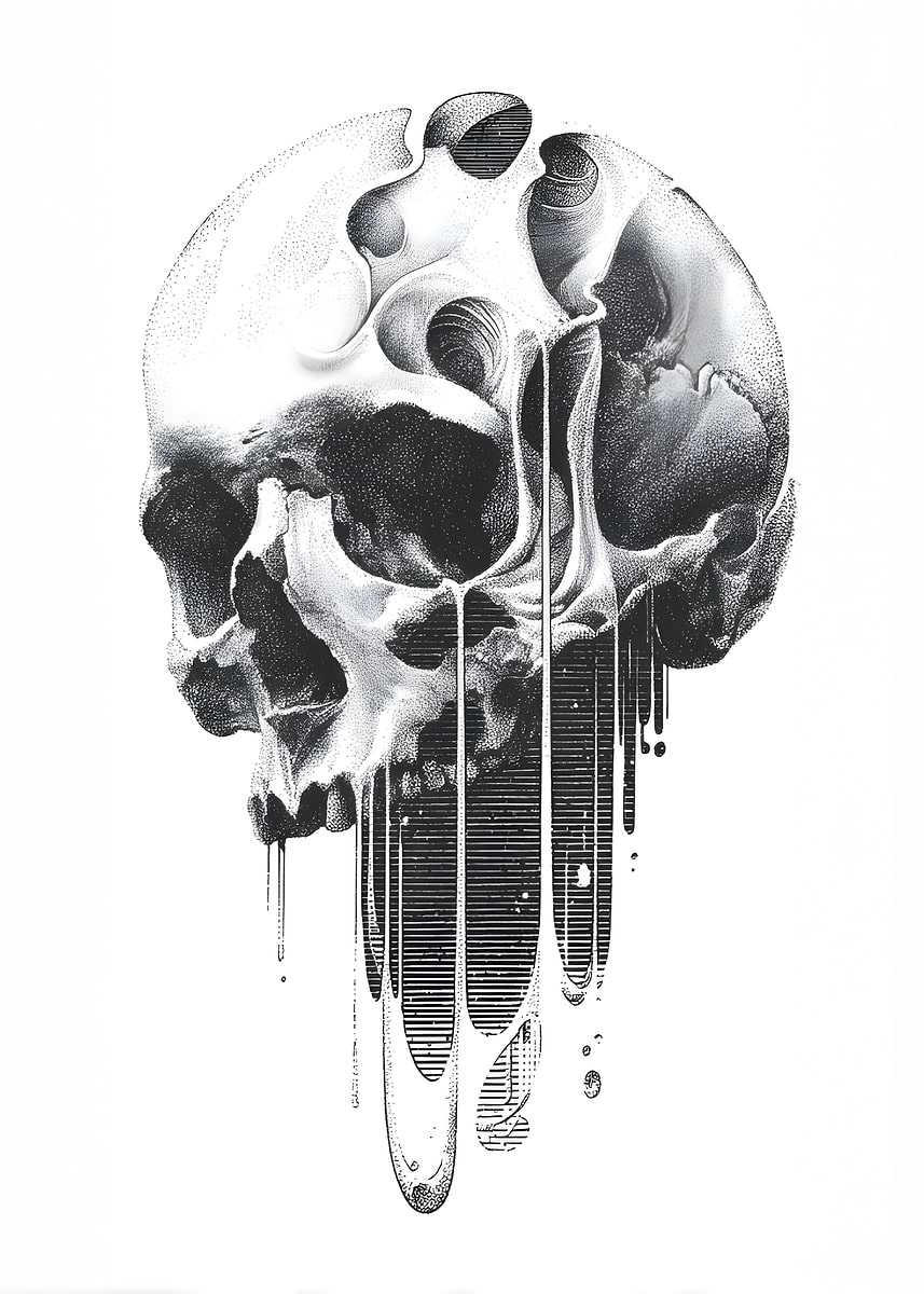 'Melting Skull Illustration' Poster, picture, metal print, paint by ...