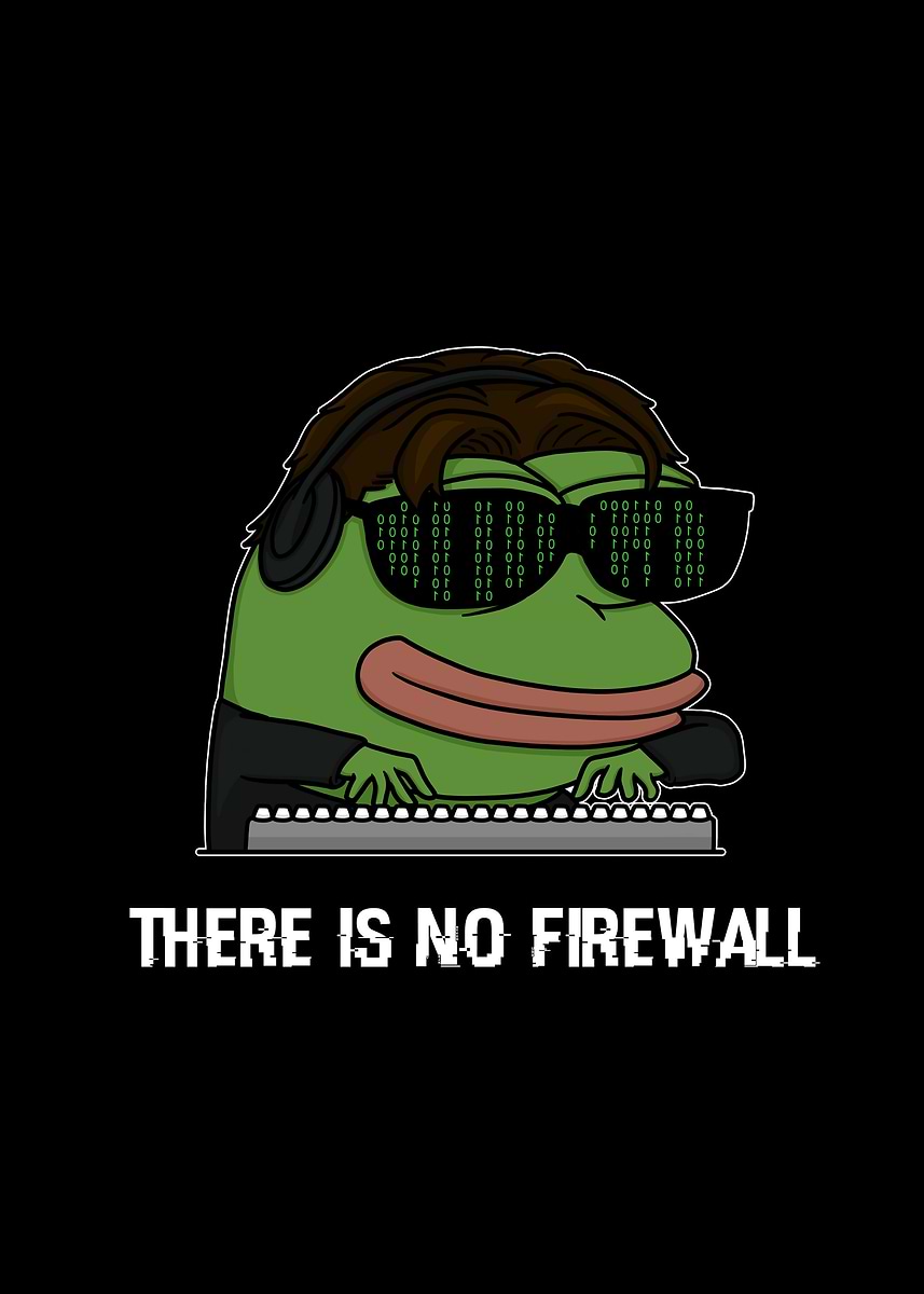 Hacker Pepe: No Firewall' Poster, picture, metal print, paint by