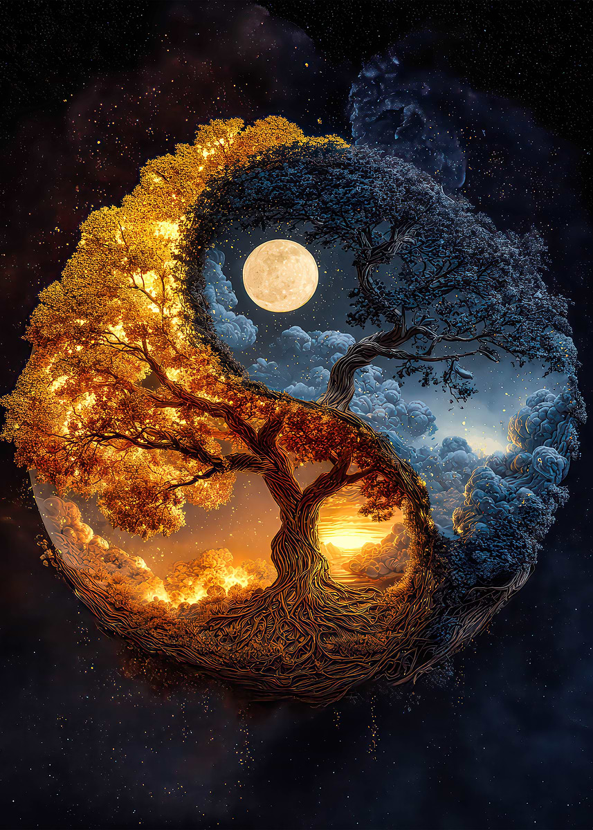 Yin Yang Tree of Life' Poster, picture, metal print, paint by UGO