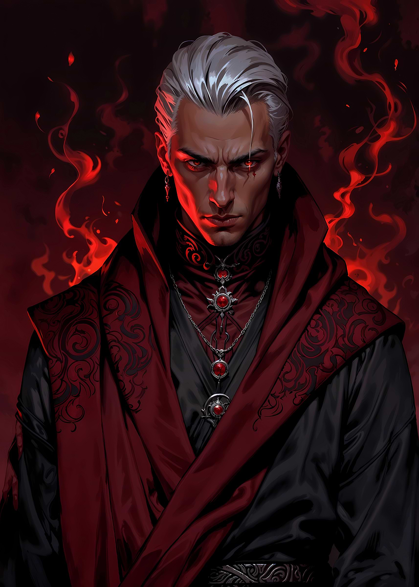 Silver Haired Vampire Lord' Poster, picture, metal print, paint by