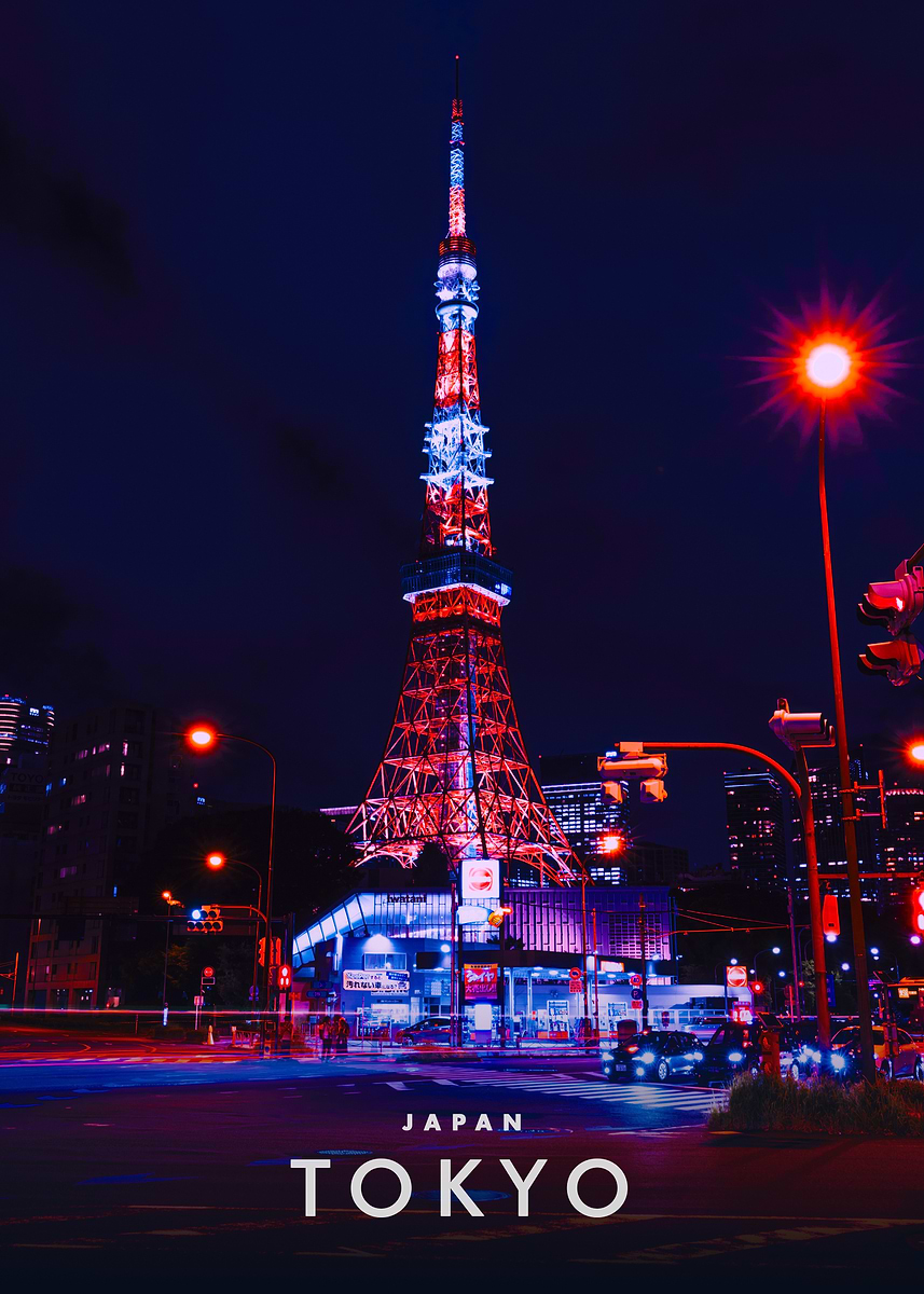 Tokyo Tower at Night Poster, Picture & Metal Print – Cityscapes