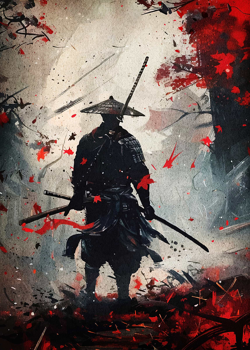 Samurai Warrior Landscape' Poster, picture, metal print, paint by