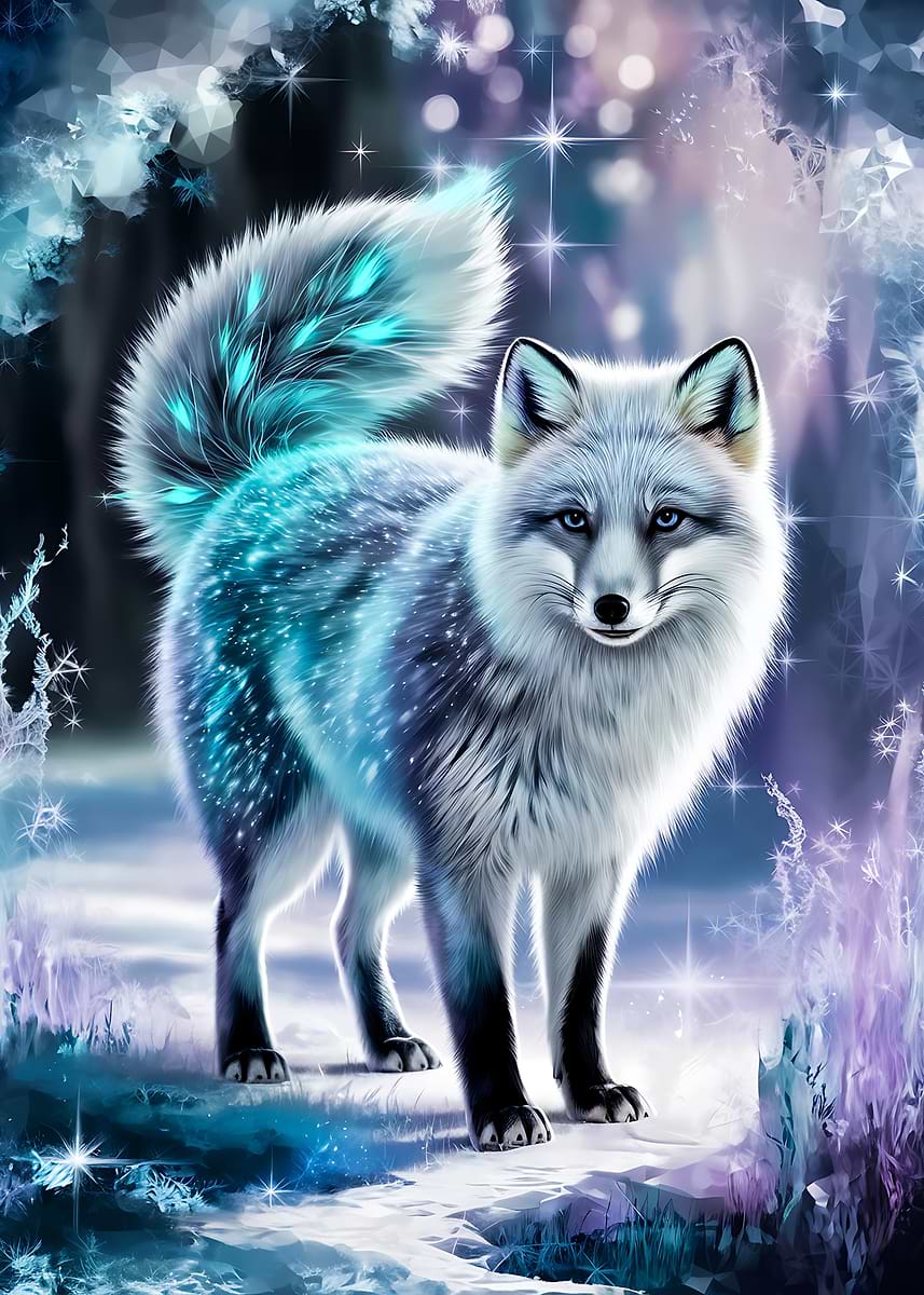 Ethereal Arctic Fox in a Winter Wonderland' Poster, picture, metal