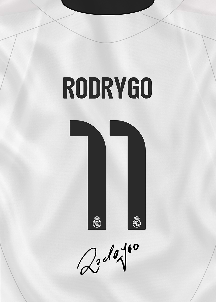 Rodrygo Real Madrid Jersey Number 11' Poster, picture, metal print