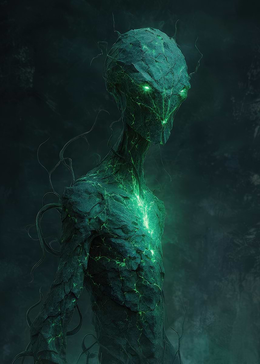 'Eerie Green Alien Creature' Poster, picture, metal print, paint by ...