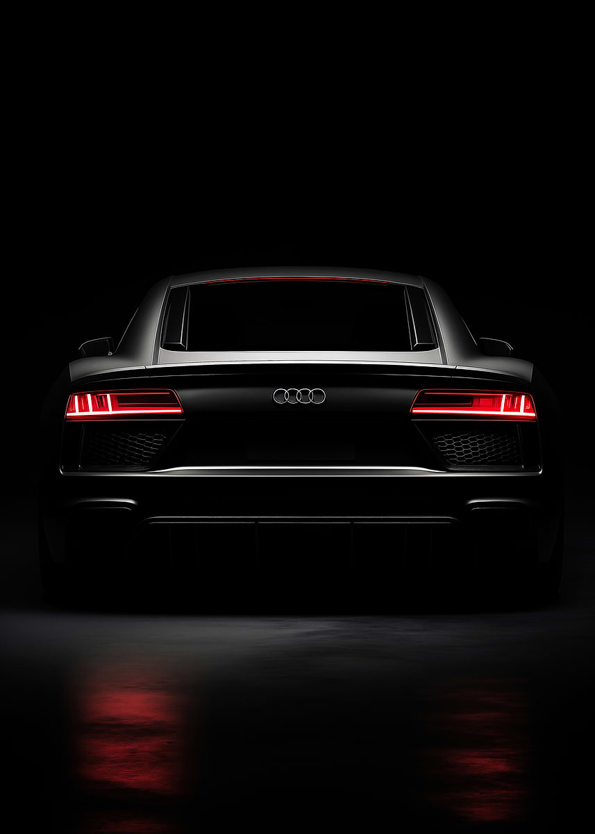 'Audi R8 in dark Rear View' Poster, picture, metal print, paint by ...