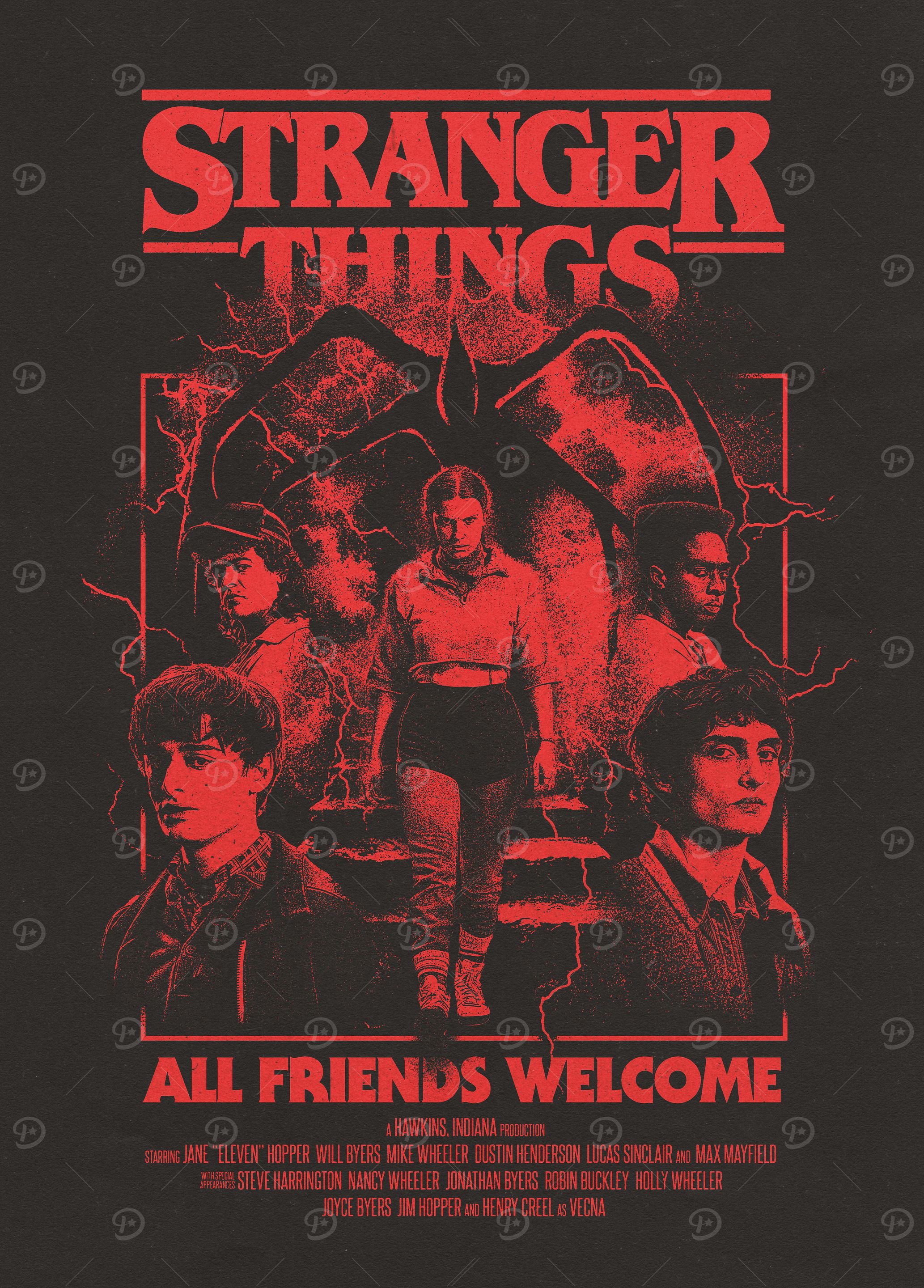Stranger Things: All Friends Welcome' Poster, picture, metal print