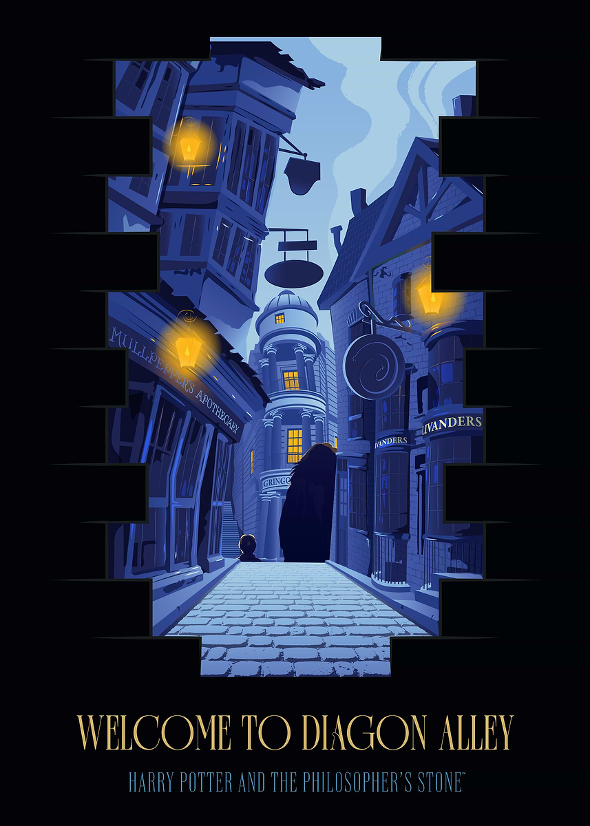 Harry Potter: Diagon Alley' Poster, picture, metal print, paint by