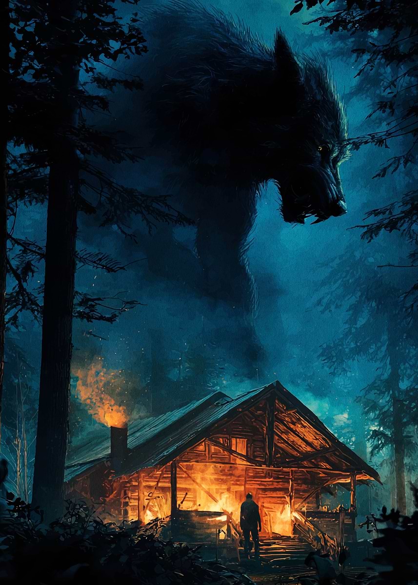 Werewolf Rooftops 'Werewolf Cabin in the Woods' Poster, picture, metal print, paint by ...