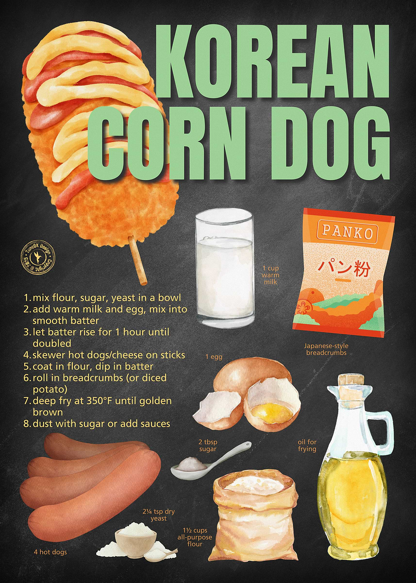 Korean Corn Dog Chalkboard Street Food Poster' Poster, picture