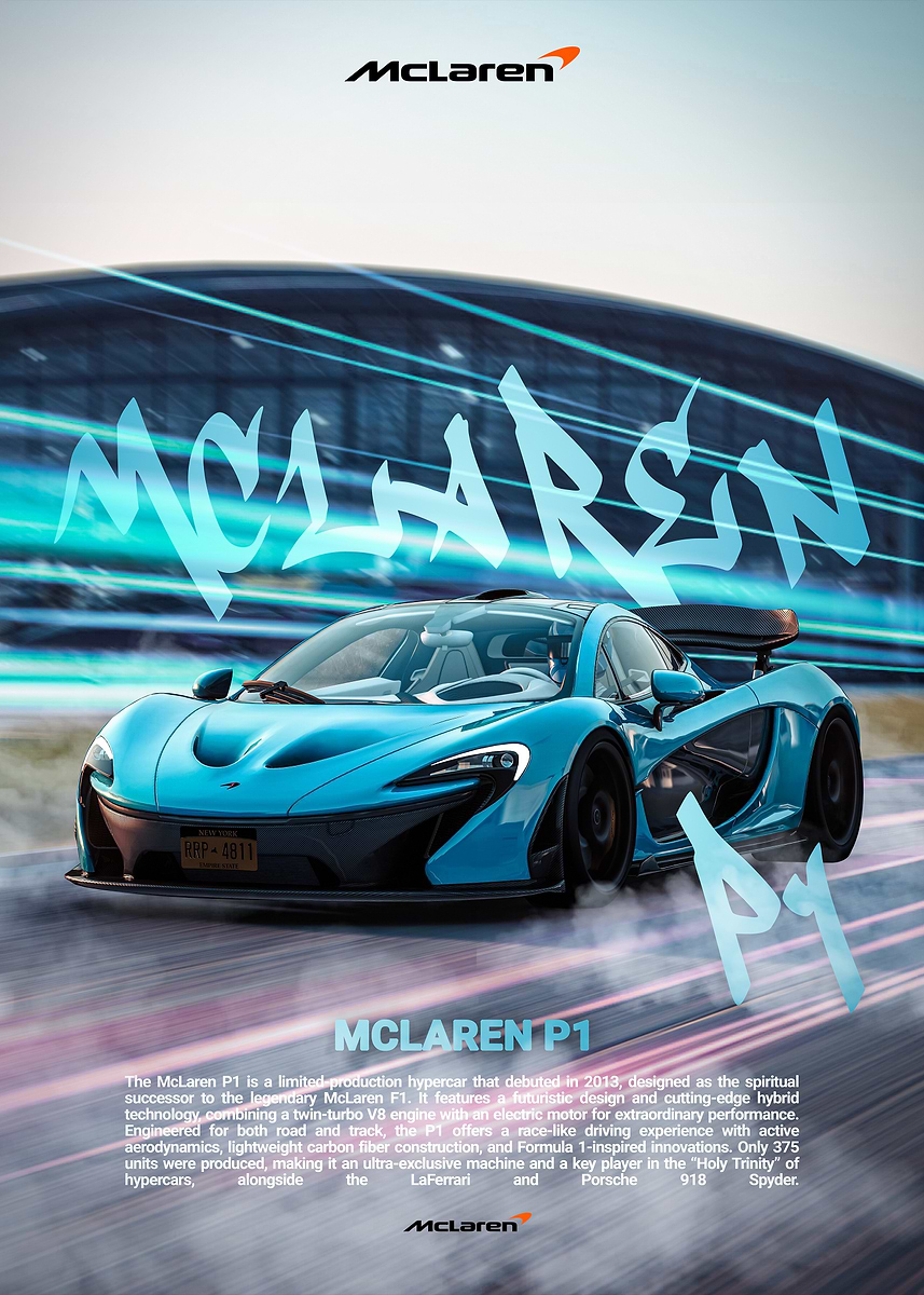 Mclaren P1 Exotic Car Cars SINGLE TOILE murale ART Photo Print