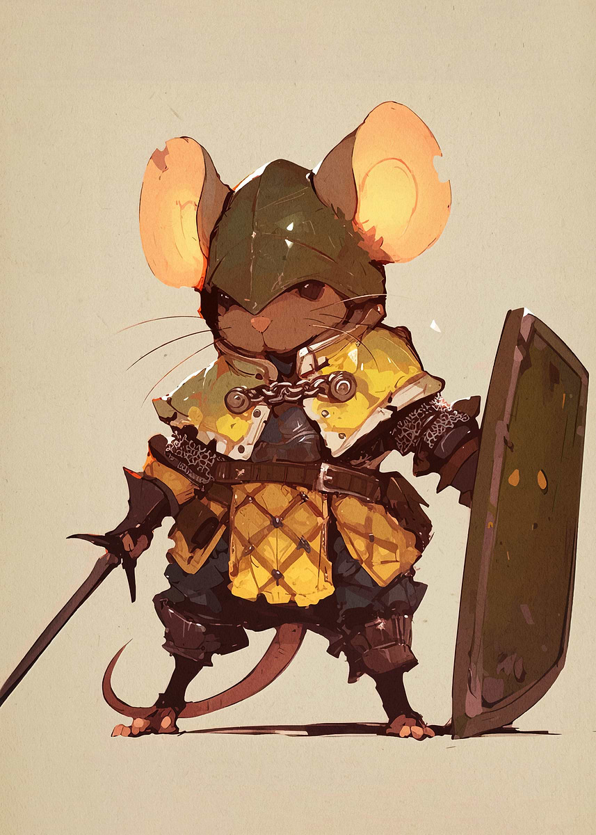 'Armored Mouse Warrior Illustration' Poster, picture, metal print ...