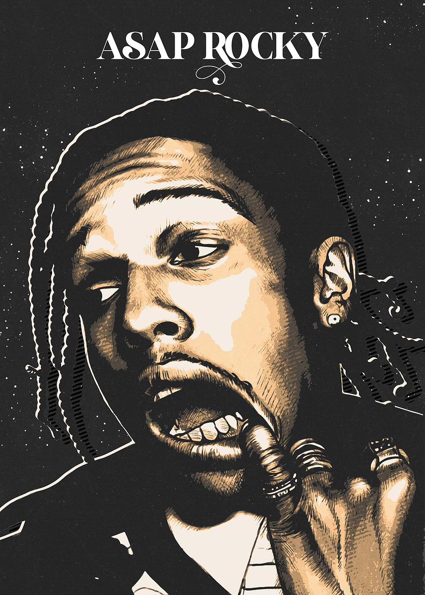 'ASAP Rocky ' Poster, picture, metal print, paint by Mus Mius | Displate