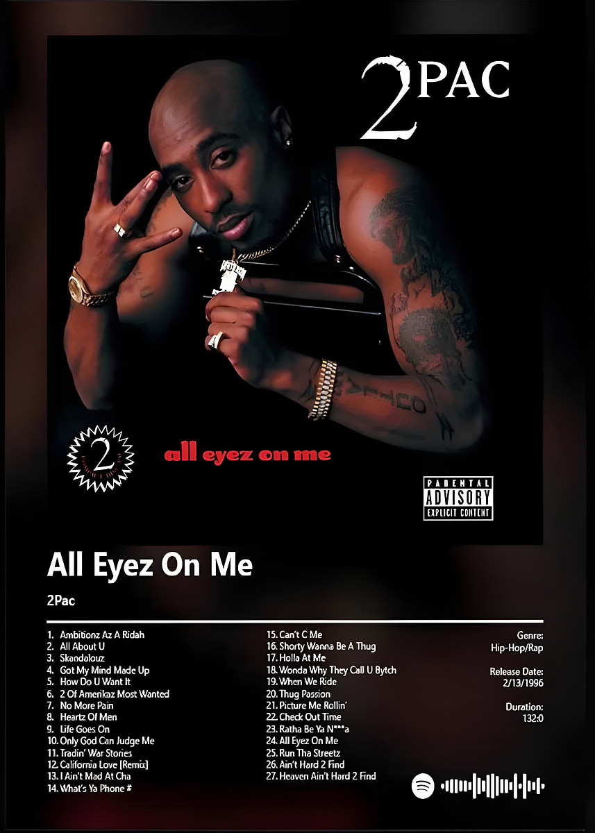 2Pac All Eyez On Me Album Cover' Poster, picture, metal print